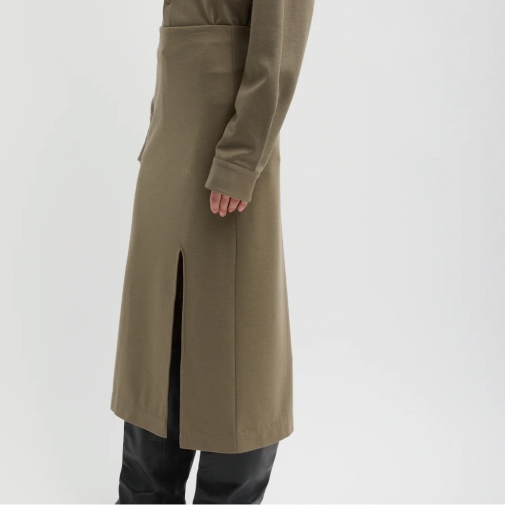 Tibi khaki olive Midi Skirt with Front Slit 4